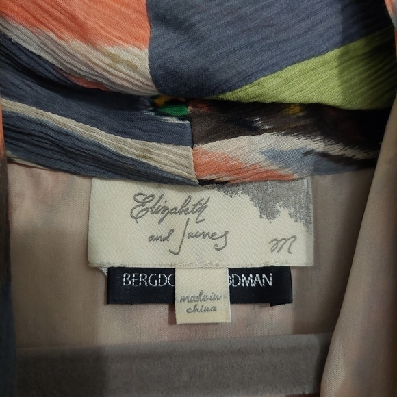 Elizabeth and James Floral Striped Wrap Dress Silk Blend Sleeveless Lined Size M - Picture 4 of 11